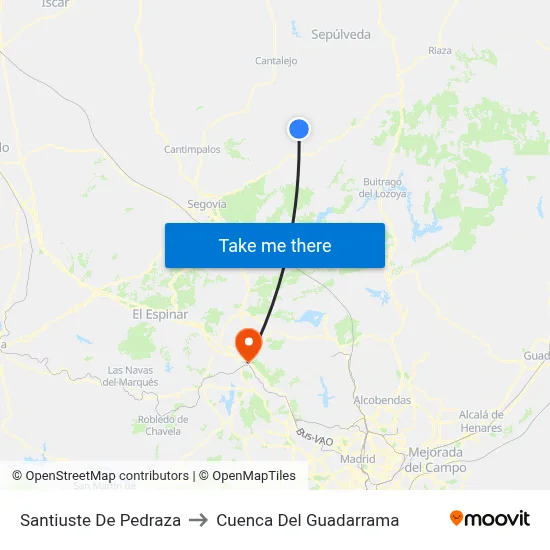 Santiuste De Pedraza to Cuenca Del Guadarrama map