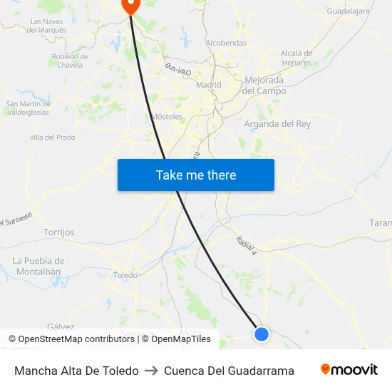 Mancha Alta De Toledo to Cuenca Del Guadarrama map