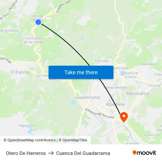 Otero De Herreros to Cuenca Del Guadarrama map