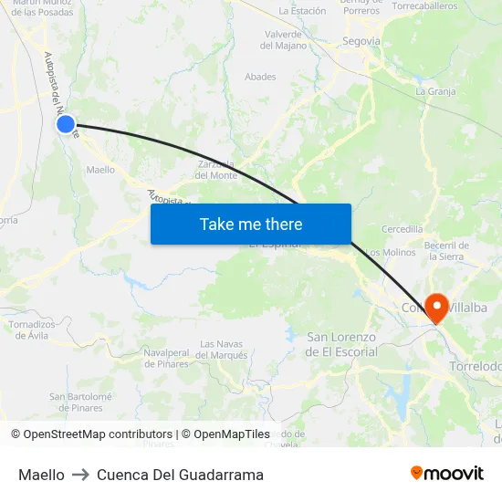 Maello to Cuenca Del Guadarrama map