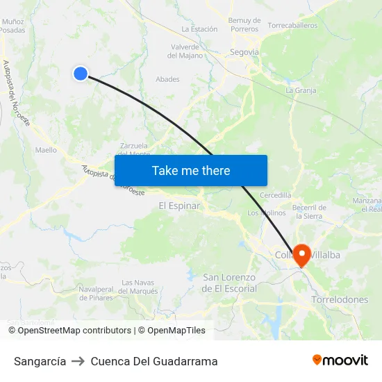 Sangarcía to Cuenca Del Guadarrama map
