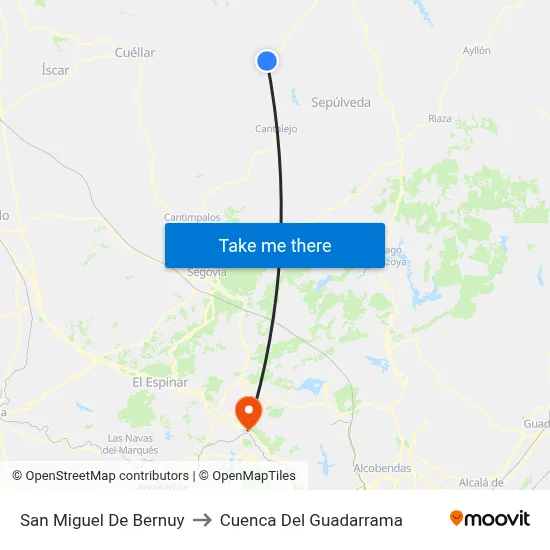 San Miguel De Bernuy to Cuenca Del Guadarrama map