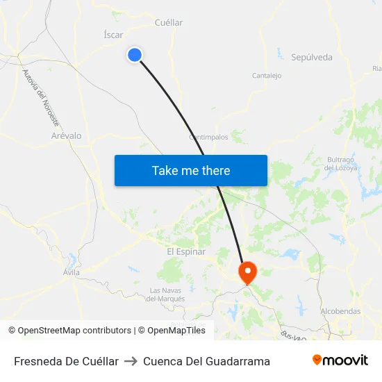 Fresneda De Cuéllar to Cuenca Del Guadarrama map