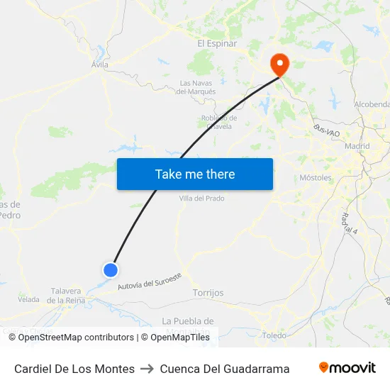 Cardiel De Los Montes to Cuenca Del Guadarrama map