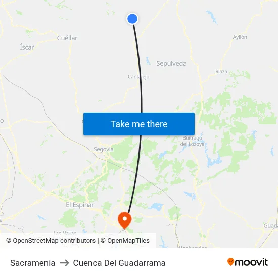 Sacramenia to Cuenca Del Guadarrama map