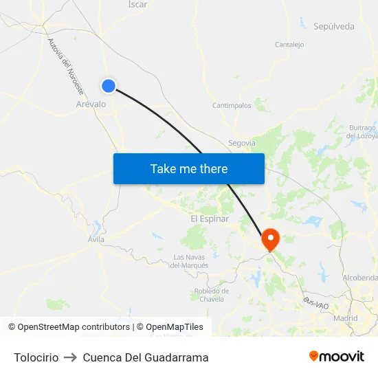 Tolocirio to Cuenca Del Guadarrama map