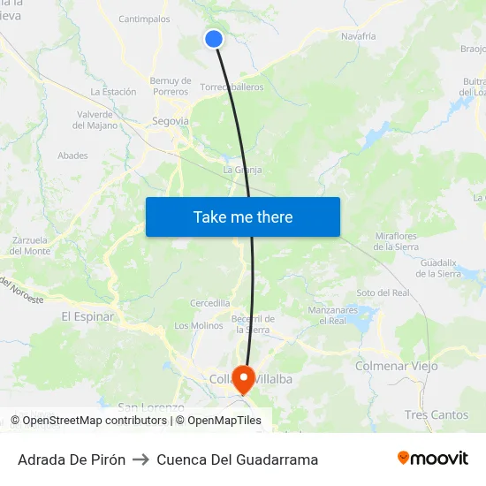Adrada De Pirón to Cuenca Del Guadarrama map