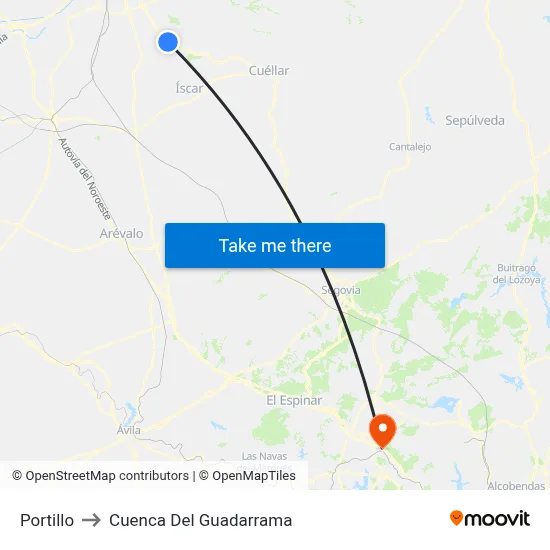Portillo to Cuenca Del Guadarrama map