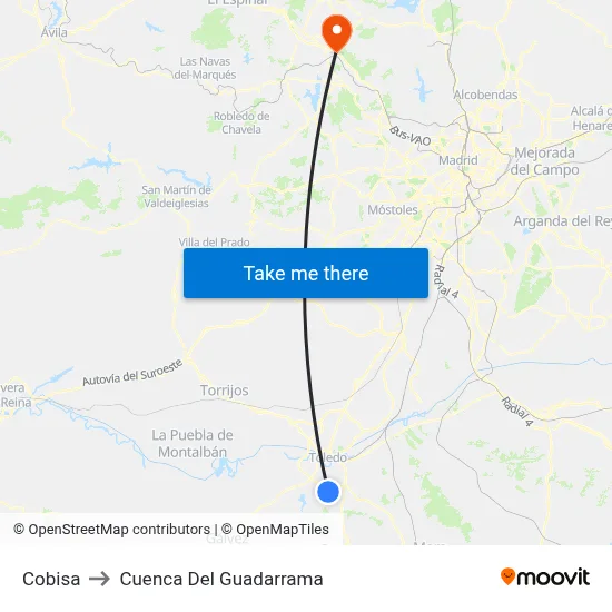 Cobisa to Cuenca Del Guadarrama map