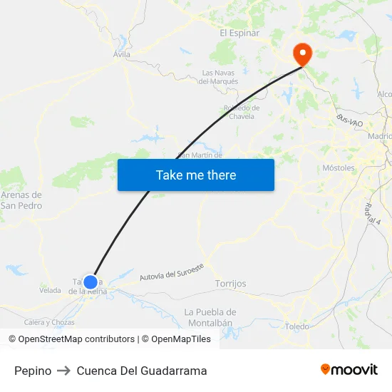Pepino to Cuenca Del Guadarrama map
