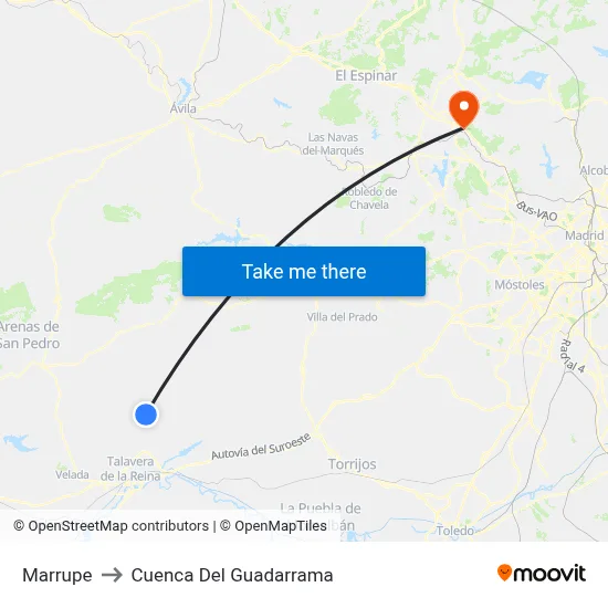 Marrupe to Cuenca Del Guadarrama map