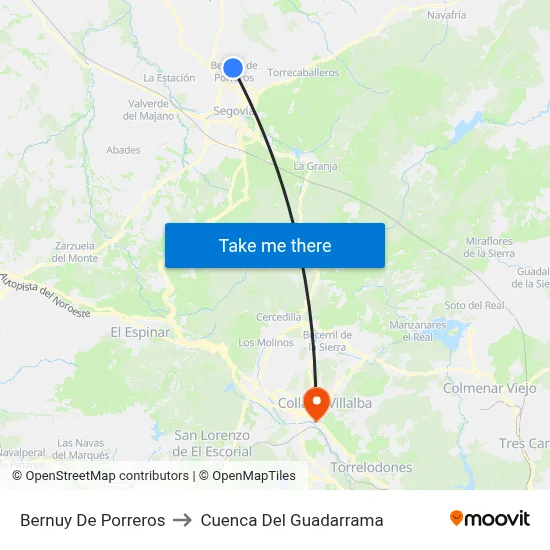 Bernuy De Porreros to Cuenca Del Guadarrama map
