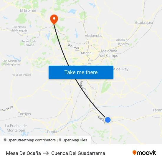 Mesa De Ocaña to Cuenca Del Guadarrama map
