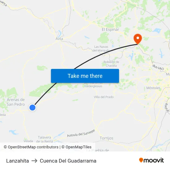 Lanzahíta to Cuenca Del Guadarrama map