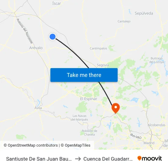 Santiuste De San Juan Bautista to Cuenca Del Guadarrama map