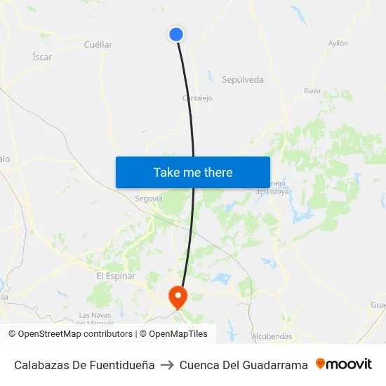 Calabazas De Fuentidueña to Cuenca Del Guadarrama map