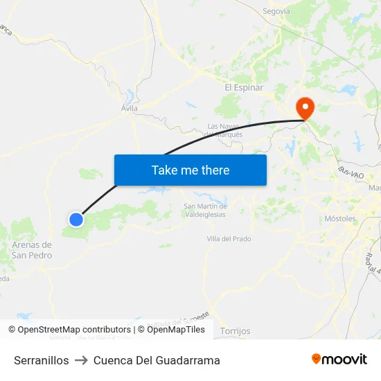 Serranillos to Cuenca Del Guadarrama map