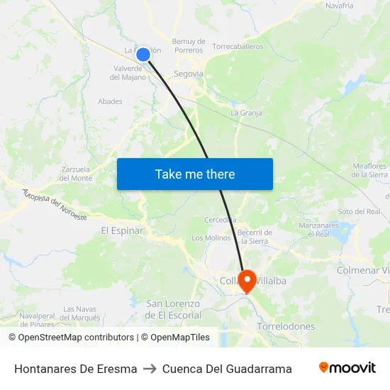 Hontanares De Eresma to Cuenca Del Guadarrama map