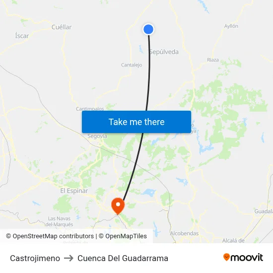 Castrojimeno to Cuenca Del Guadarrama map