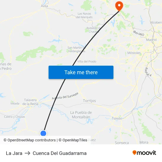 La Jara to Cuenca Del Guadarrama map
