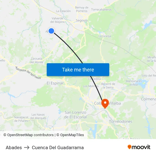Abades to Cuenca Del Guadarrama map