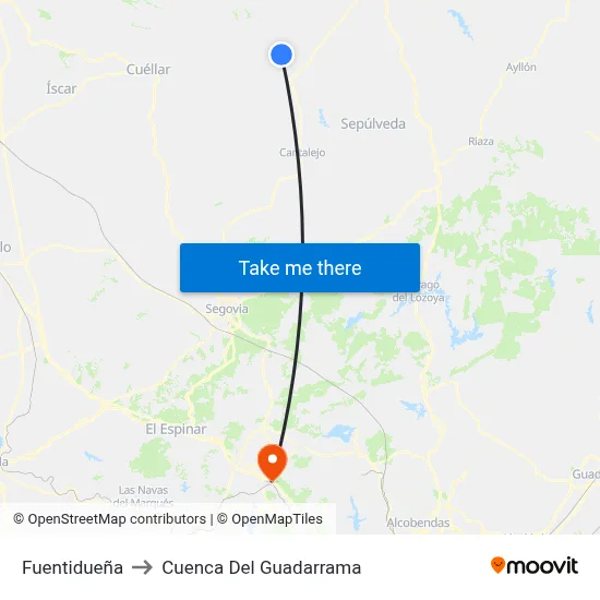 Fuentidueña to Cuenca Del Guadarrama map