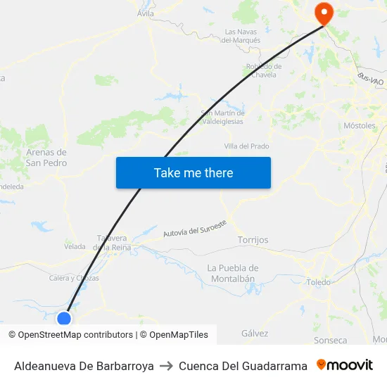 Aldeanueva De Barbarroya to Cuenca Del Guadarrama map