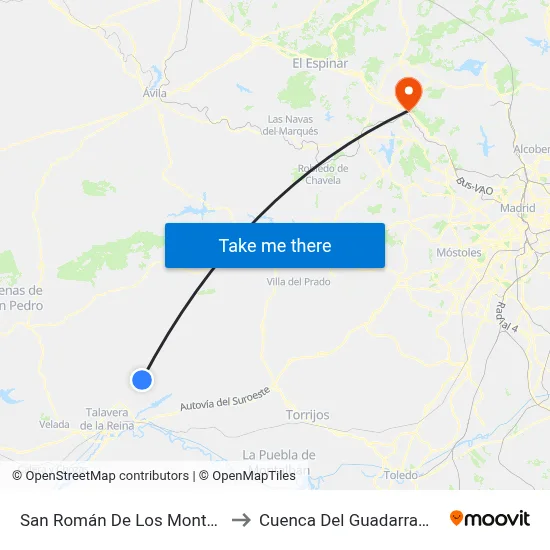 San Román De Los Montes to Cuenca Del Guadarrama map