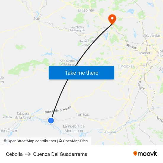 Cebolla to Cuenca Del Guadarrama map