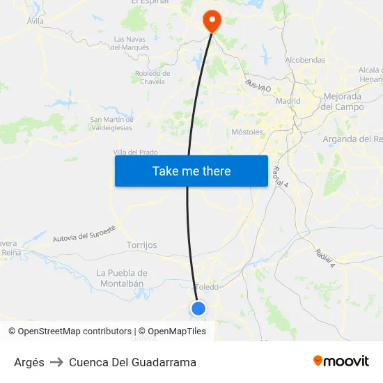 Argés to Cuenca Del Guadarrama map