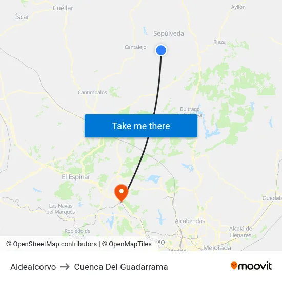 Aldealcorvo to Cuenca Del Guadarrama map