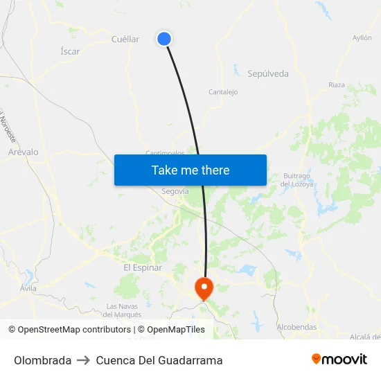 Olombrada to Cuenca Del Guadarrama map