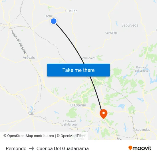 Remondo to Cuenca Del Guadarrama map