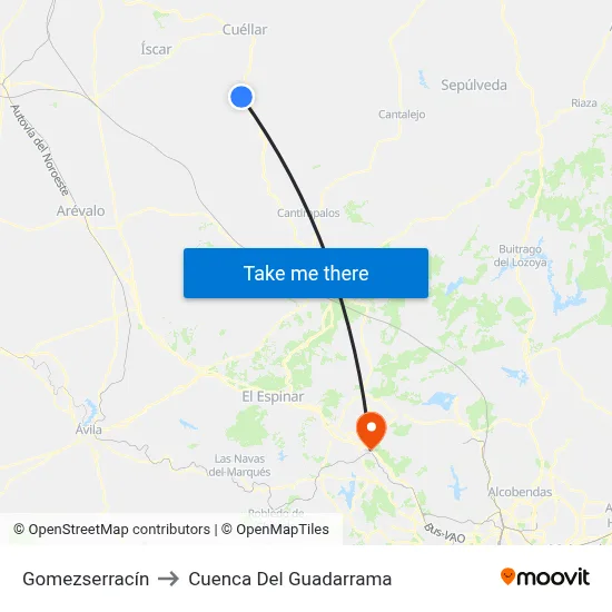 Gomezserracín to Cuenca Del Guadarrama map