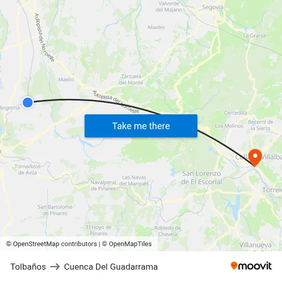 Tolbaños to Cuenca Del Guadarrama map