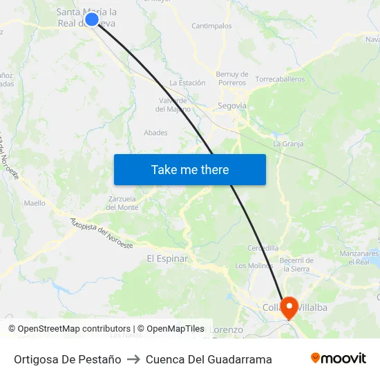 Ortigosa De Pestaño to Cuenca Del Guadarrama map