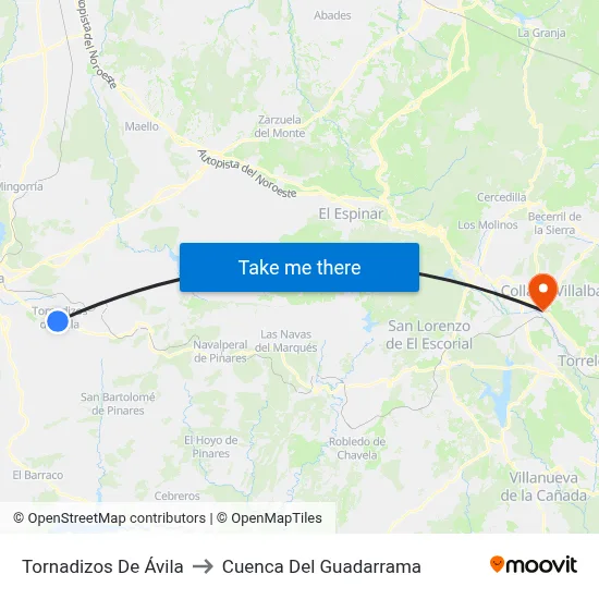Tornadizos De Ávila to Cuenca Del Guadarrama map