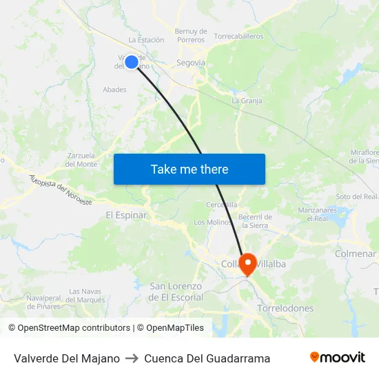 Valverde Del Majano to Cuenca Del Guadarrama map