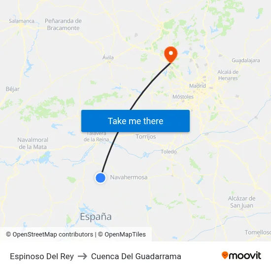 Espinoso Del Rey to Cuenca Del Guadarrama map