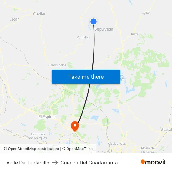 Valle De Tabladillo to Cuenca Del Guadarrama map