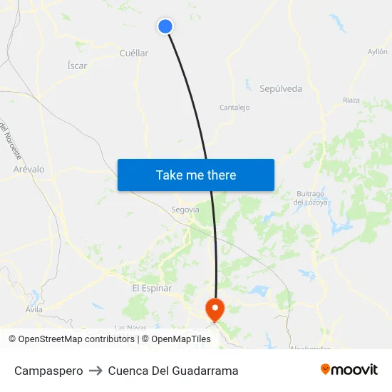 Campaspero to Cuenca Del Guadarrama map