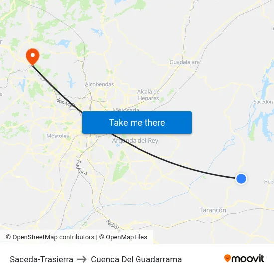 Saceda-Trasierra to Cuenca Del Guadarrama map