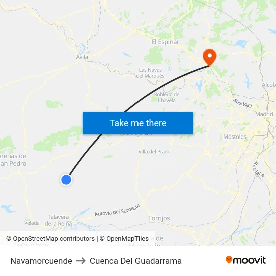 Navamorcuende to Cuenca Del Guadarrama map