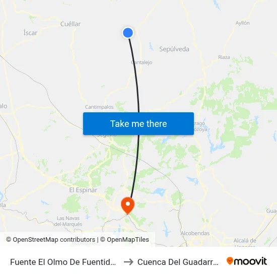 Fuente El Olmo De Fuentidueña to Cuenca Del Guadarrama map