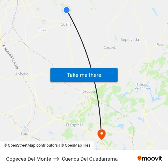 Cogeces Del Monte to Cuenca Del Guadarrama map