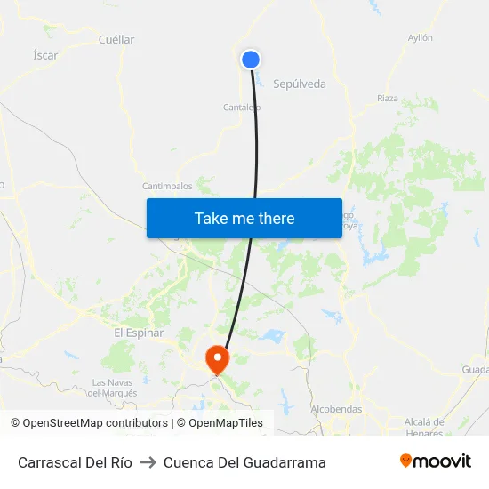 Carrascal Del Río to Cuenca Del Guadarrama map