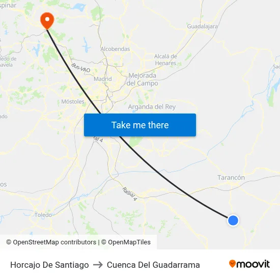 Horcajo De Santiago to Cuenca Del Guadarrama map