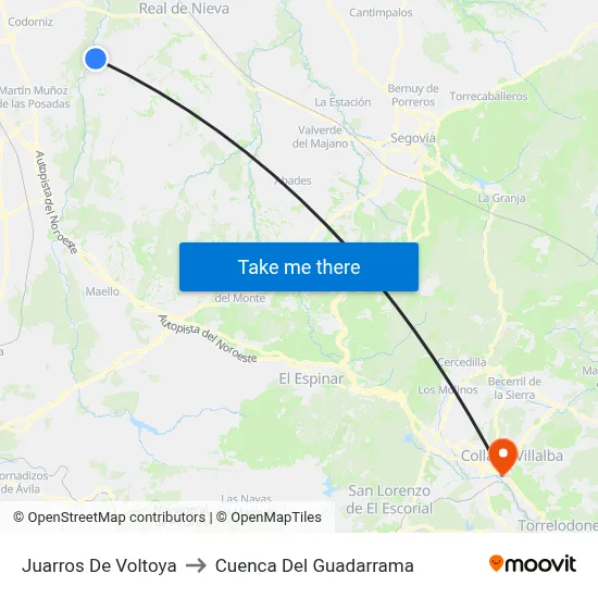 Juarros De Voltoya to Cuenca Del Guadarrama map