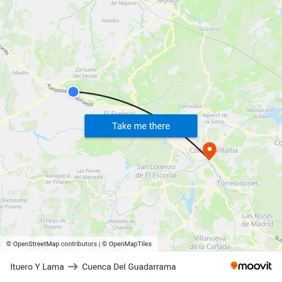 Ituero Y Lama to Cuenca Del Guadarrama map