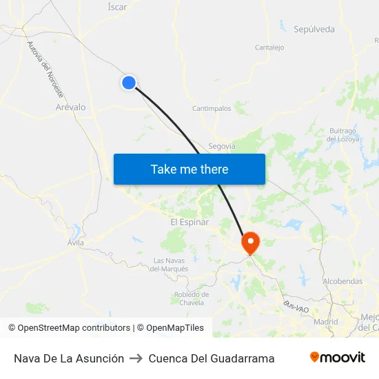 Nava De La Asunción to Cuenca Del Guadarrama map